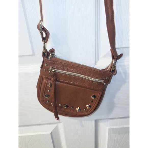American Rag Studded Crossbody Brown Adjustable Strap Purse 4 Pockets Y2K - Picture 2 of 10